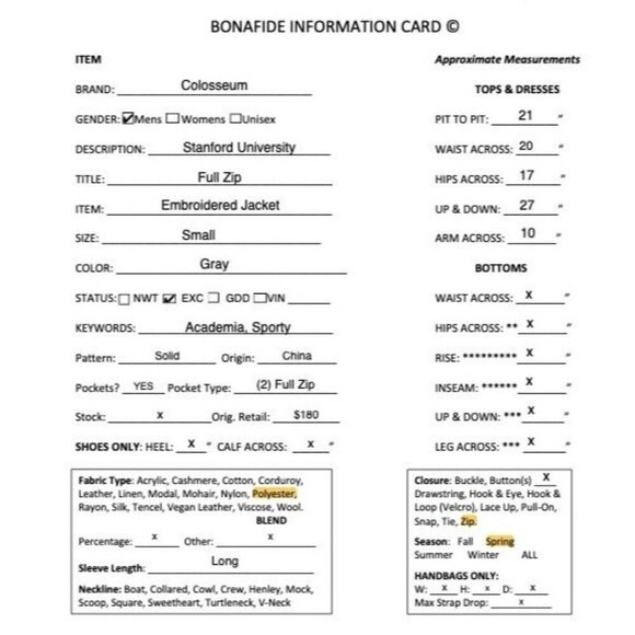 Colosseum Mens Stanford University Full Zip Embroidered Jacket Small Gray SP EXC - Picture 11 of 11